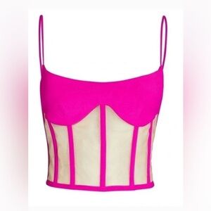 NWT Hot Pink Sheer Panel Rozie Corsets Crop Top size 42 #C-30